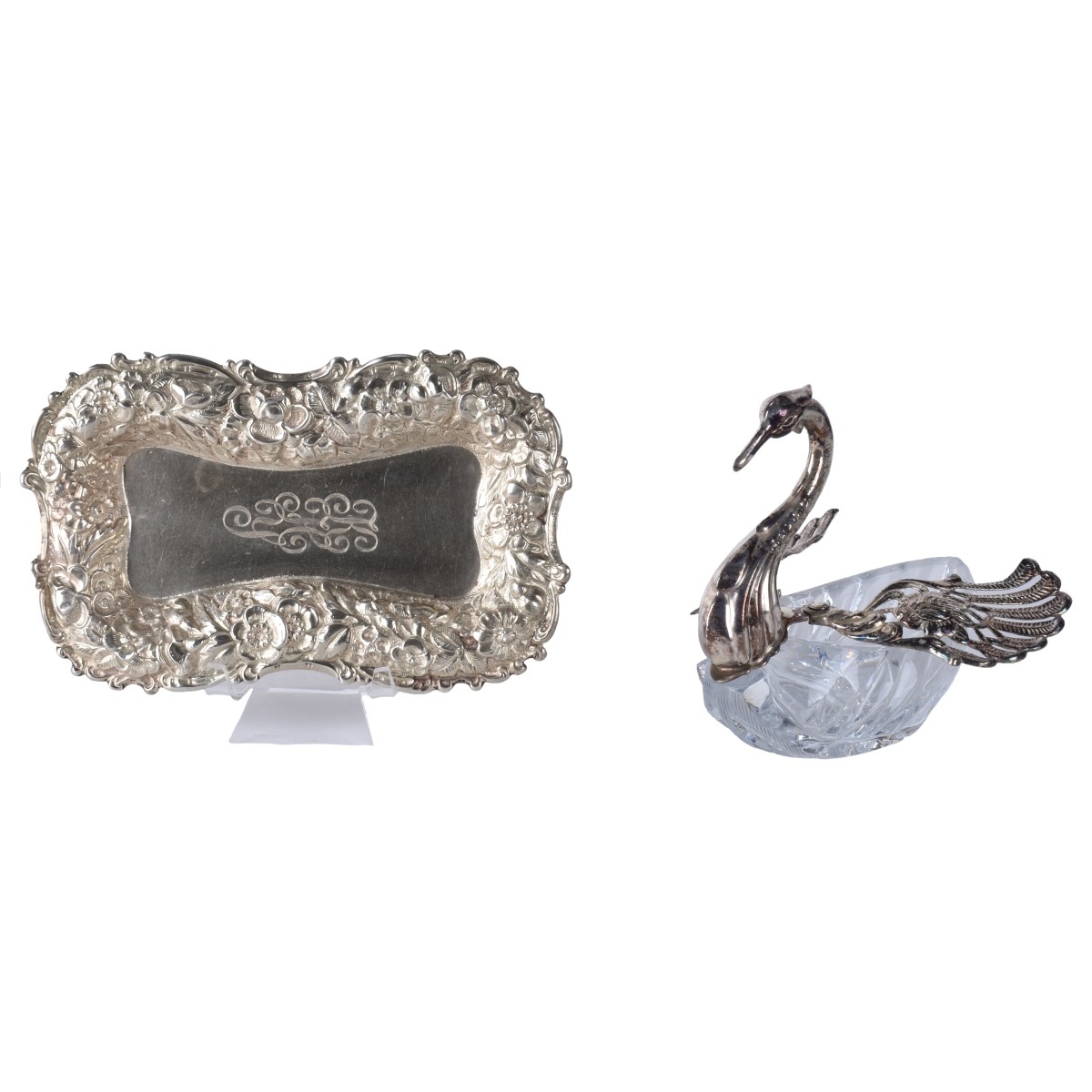 Two (2) Piece Lot: Sterling Silver Dish and Swan