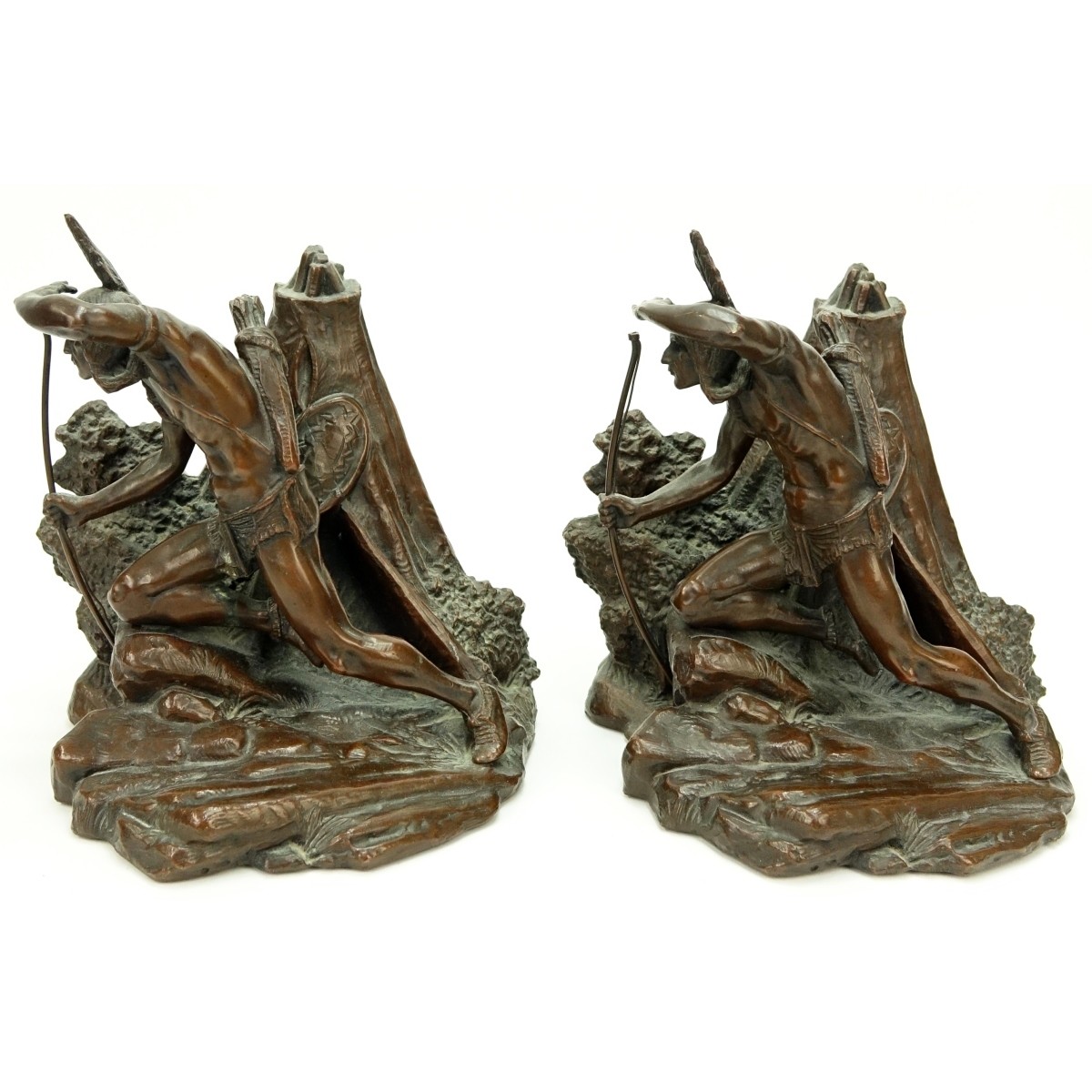 Pair Weidlich Indian Scout Bronze Bookends