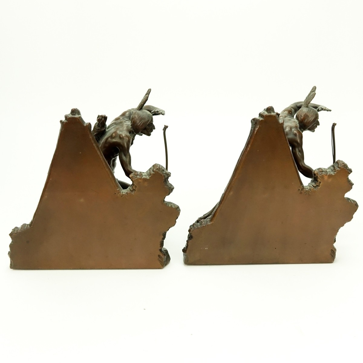 Pair Weidlich Indian Scout Bronze Bookends