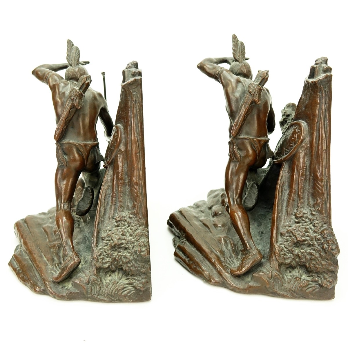 Pair Weidlich Indian Scout Bronze Bookends