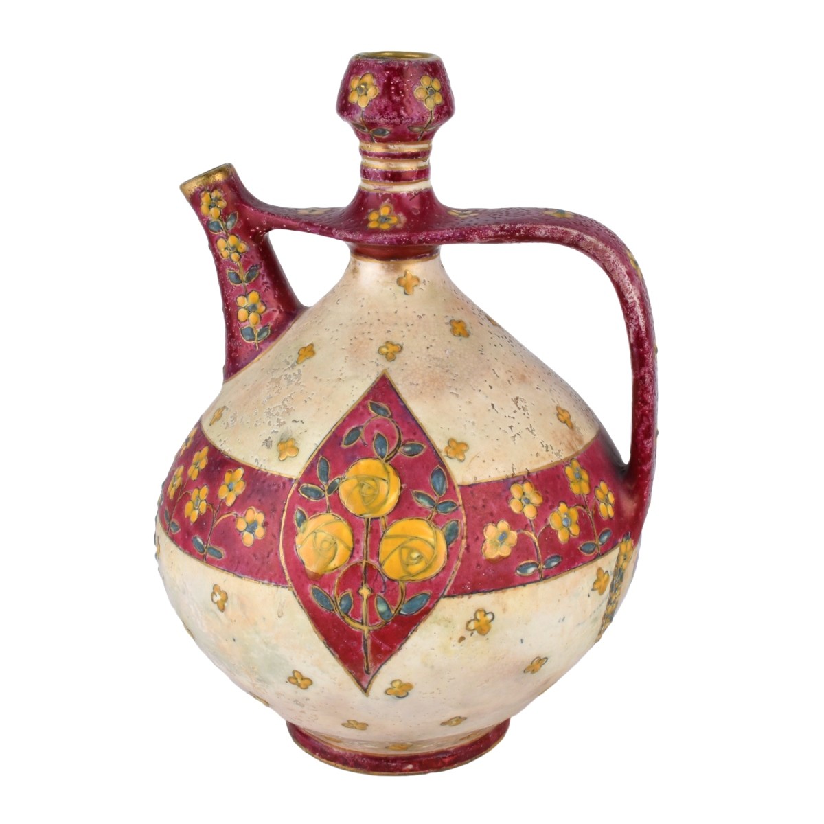 Large Amphora Enameled Pottery Pitcher