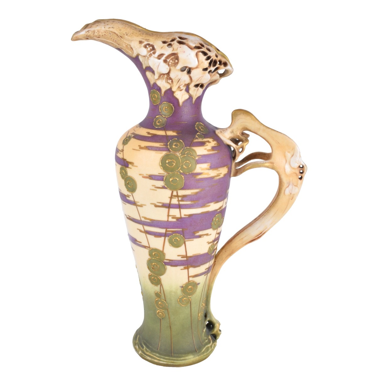 Turn Teplitz Amphora Reticulated Pottery Ewer