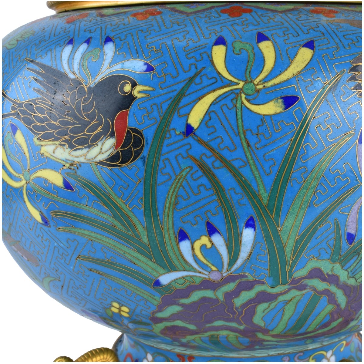 Chinese Cloisonne Bowl With Gilt Brass Mounts