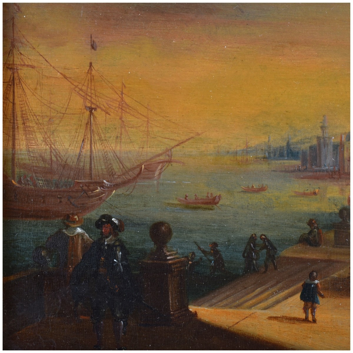 19th Century Oil on Board, Dutch Canal Scene