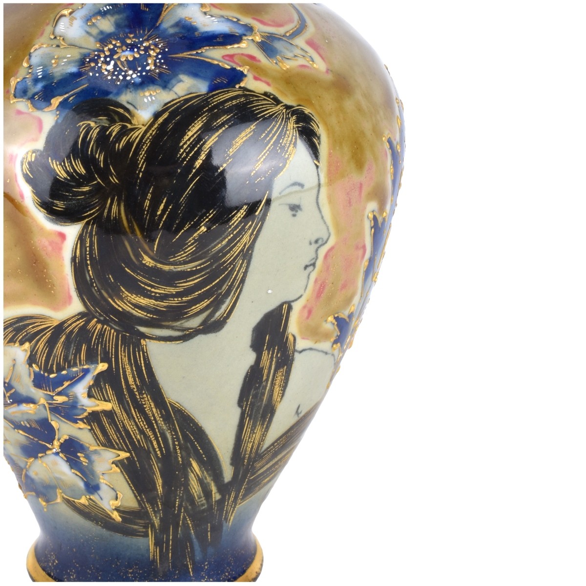 Turn Teplitz Amphora Porcelain Maiden Vase