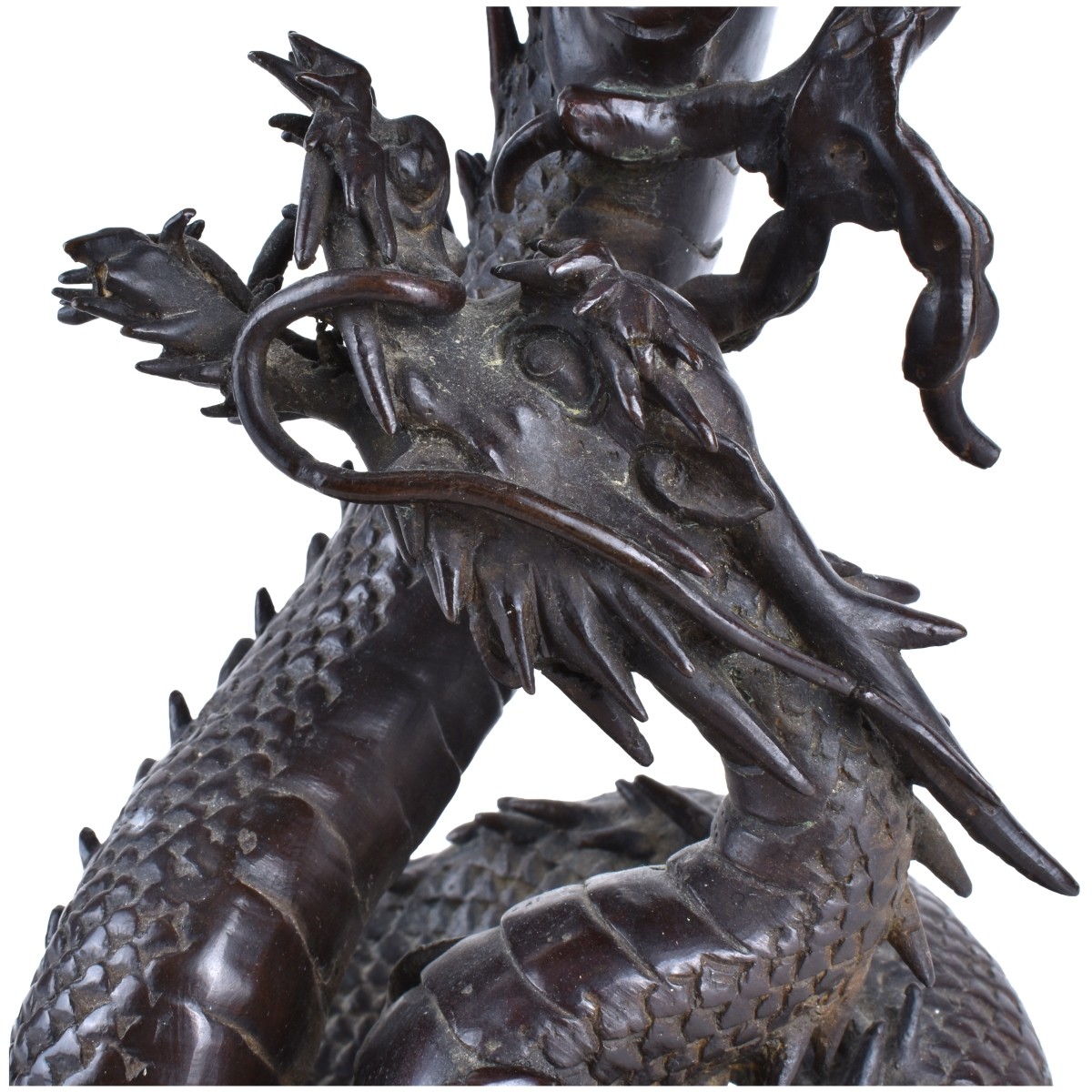 Chinese Bronze Dragon Candlesticks