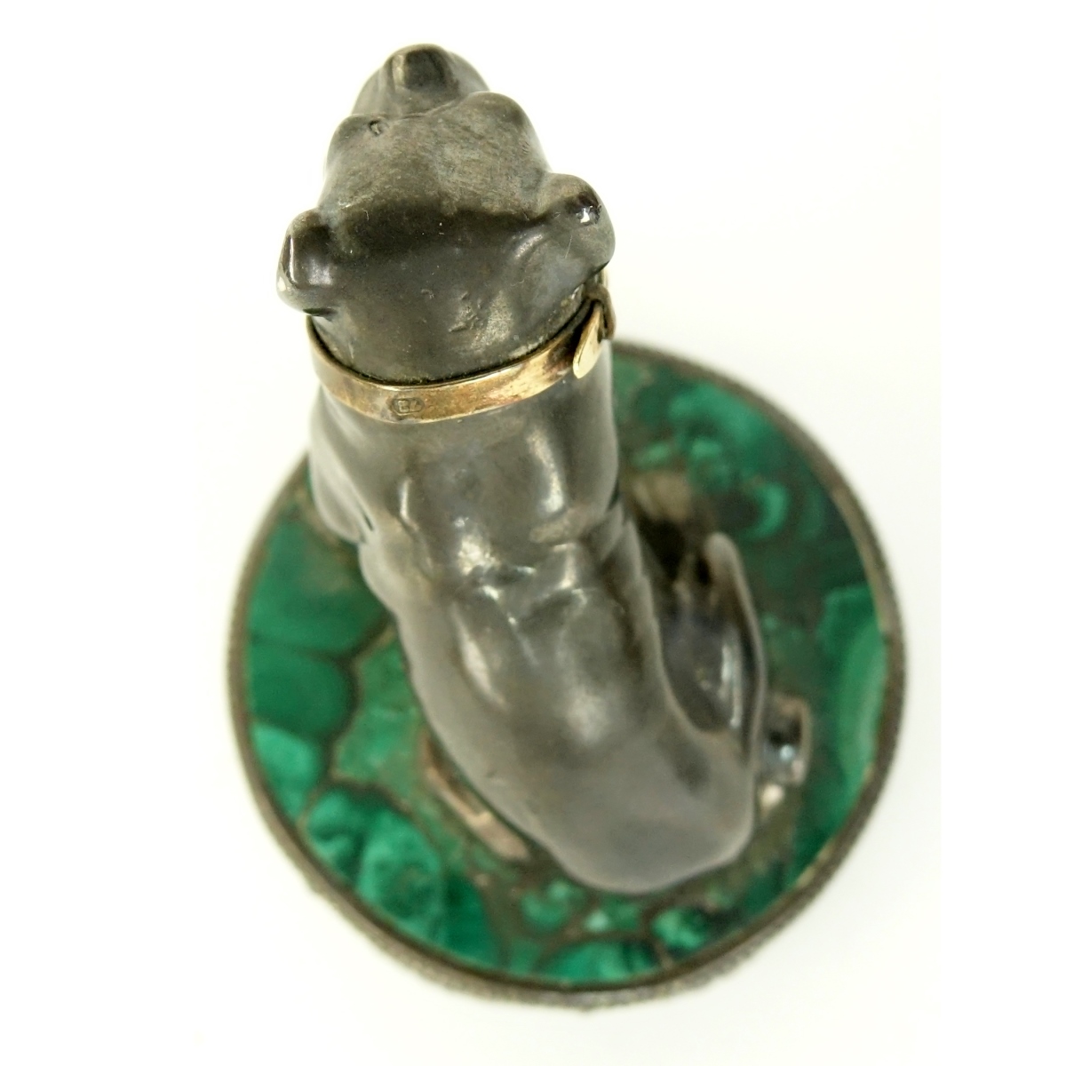 Faberge 88 Russian Silver and Malachite Dog