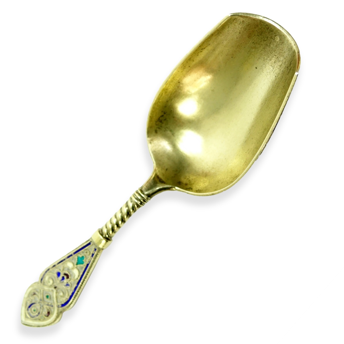 Antique Russian Guilloche/Champleve Enamel Scoop