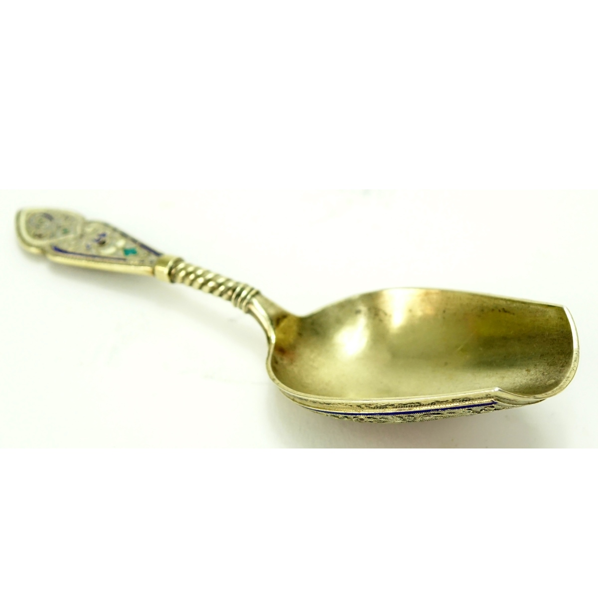 Antique Russian Guilloche/Champleve Enamel Scoop