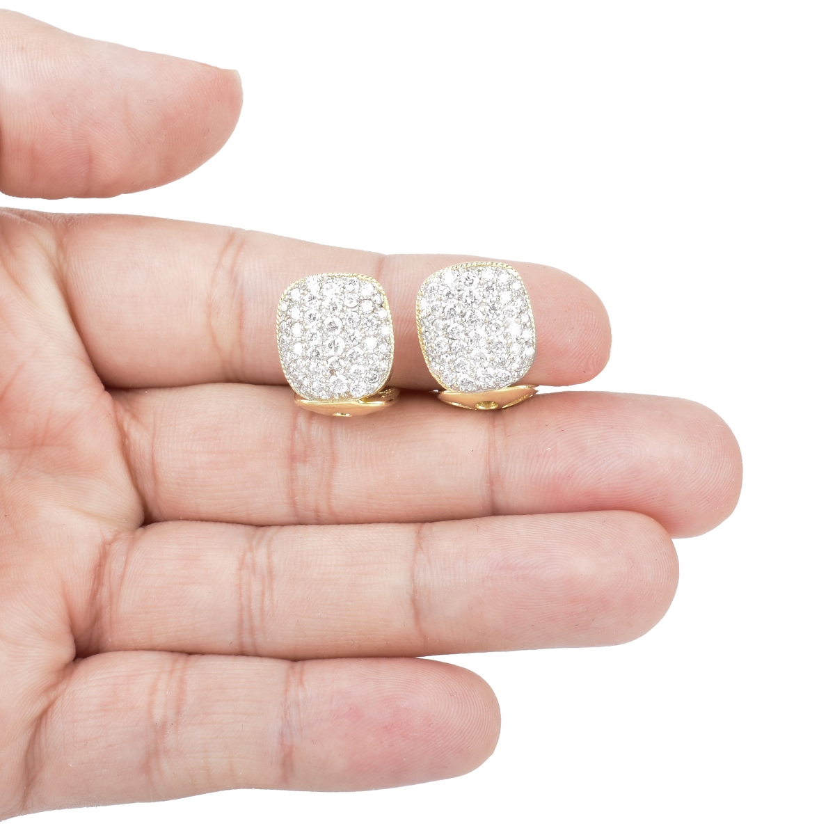 4.0ct TW Diamond and 18K Gold Earrings