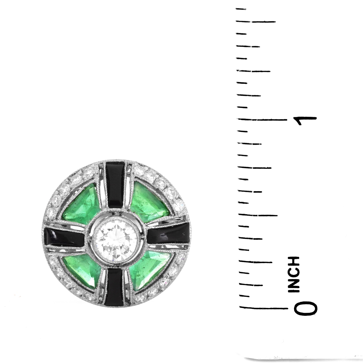 Art Deco Emerald, Diamond and Platinum Ring