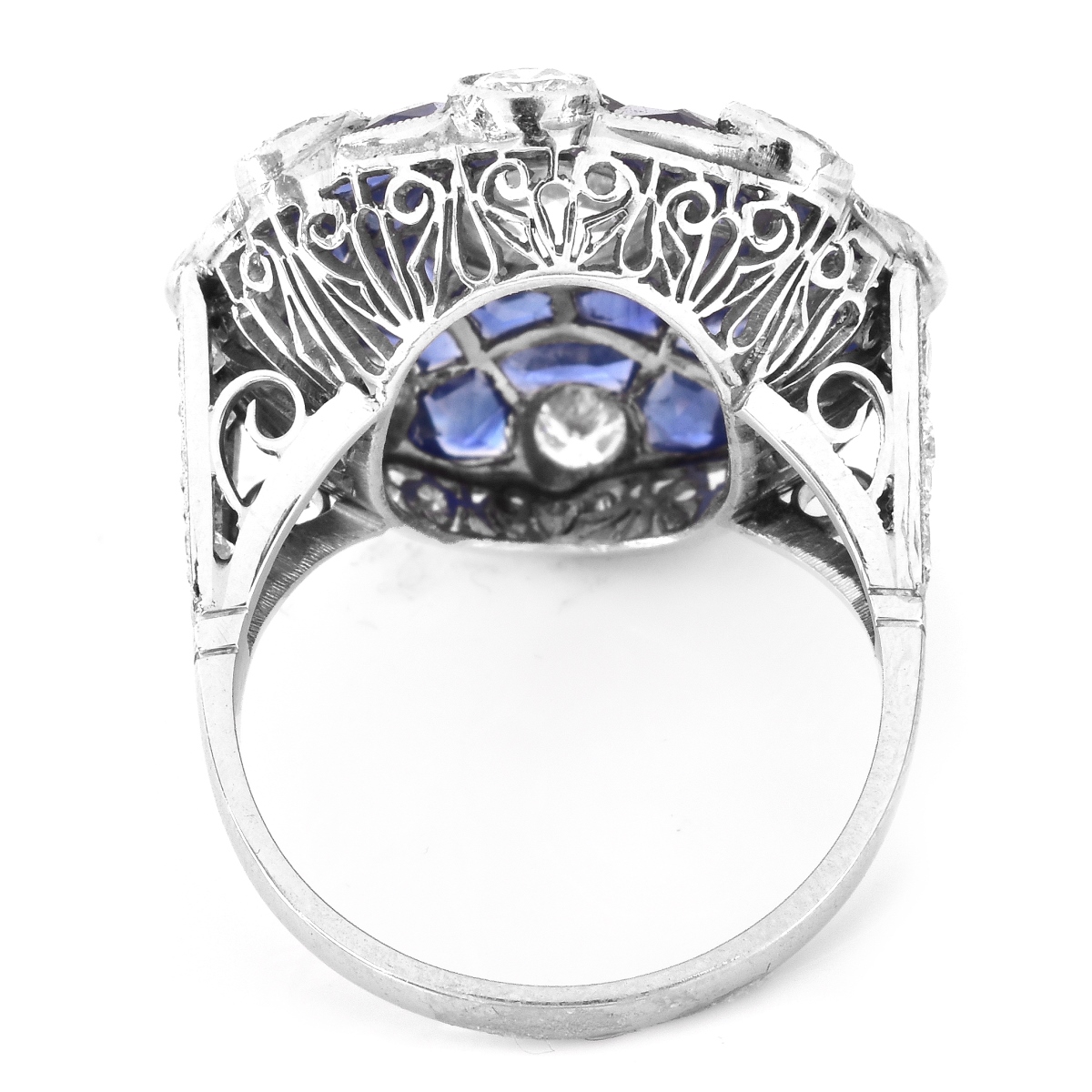 Vintage Platinum, Sapphire and Diamond Ring