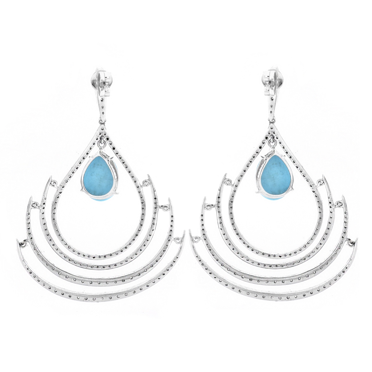 Diamond, Turquoise and 14K Gold Earrings