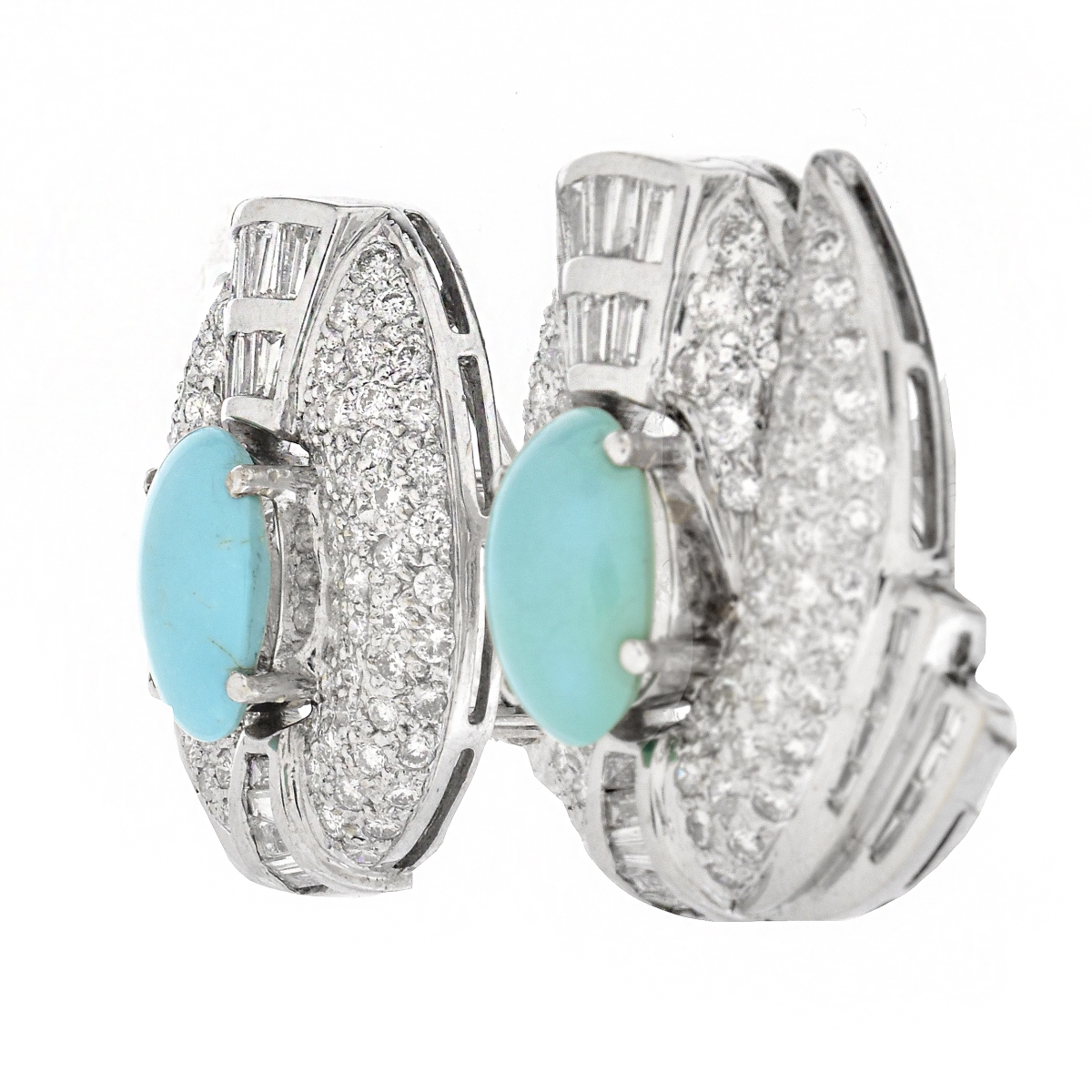 Diamond, Turquoise and 18K Gold Earrings