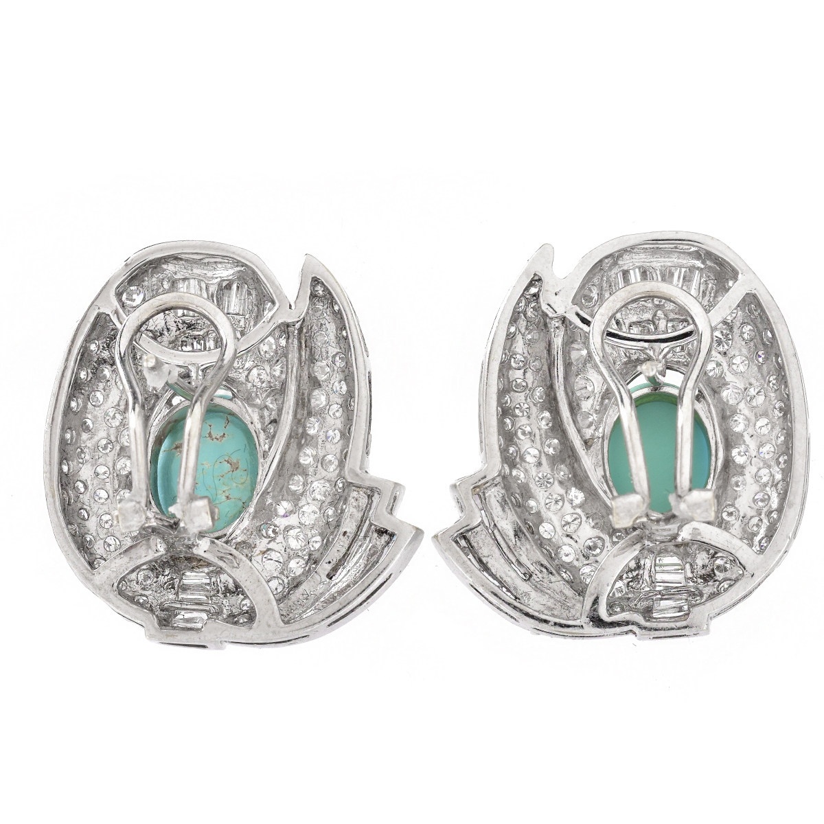 Diamond, Turquoise and 18K Gold Earrings
