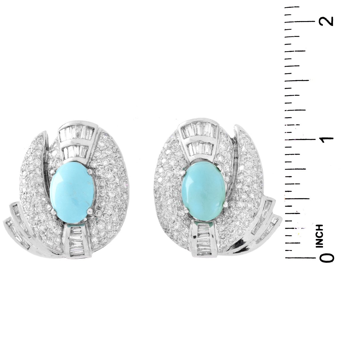 Diamond, Turquoise and 18K Gold Earrings