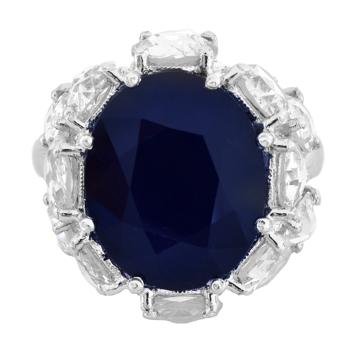 Sapphire, Diamond and Platinum Ring