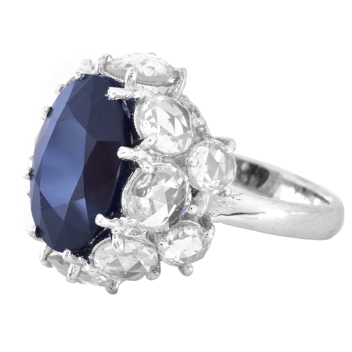 Sapphire, Diamond and Platinum Ring