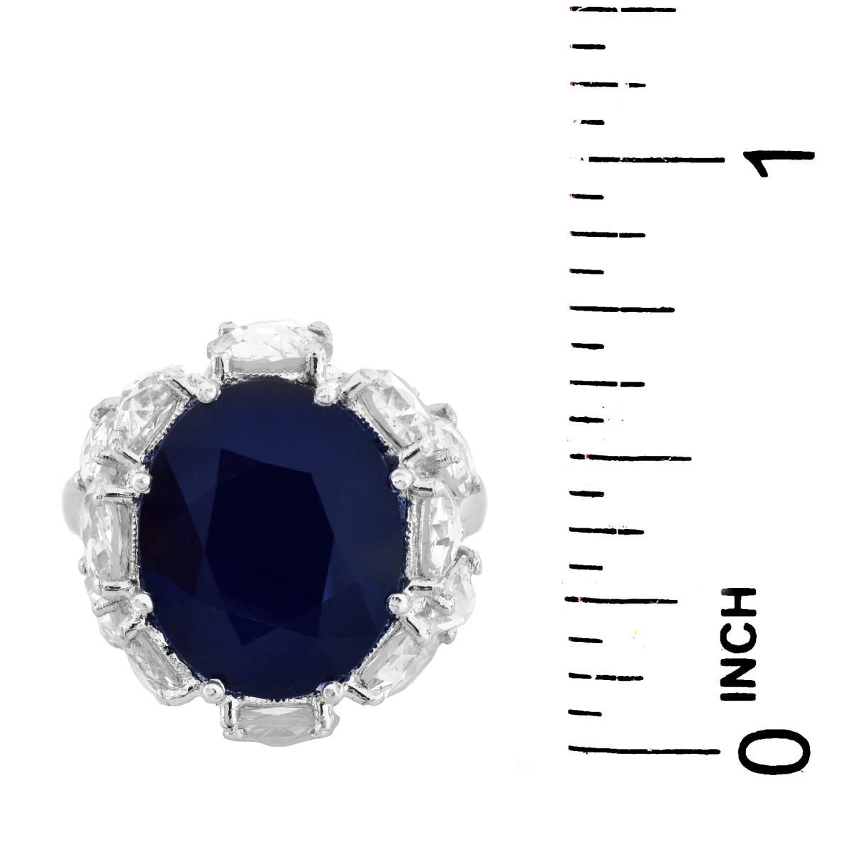 Sapphire, Diamond and Platinum Ring