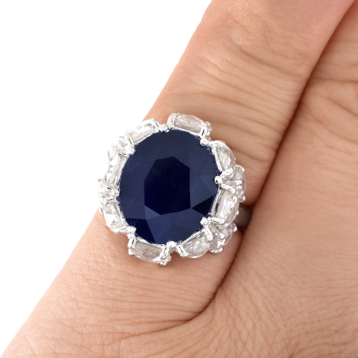 Sapphire, Diamond and Platinum Ring