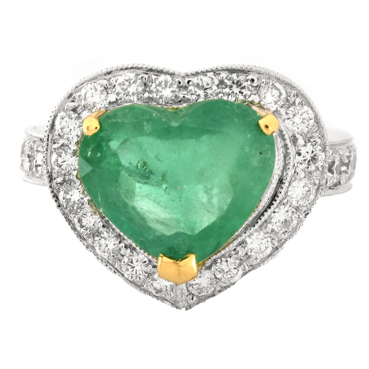 Emerald, Diamond and 18K Gold Ring