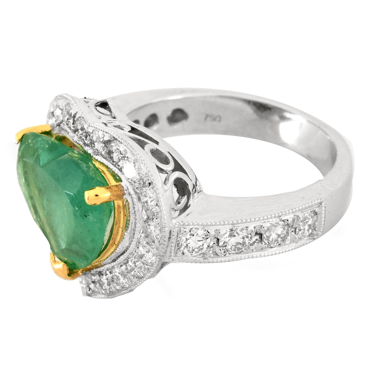 Emerald, Diamond and 18K Gold Ring