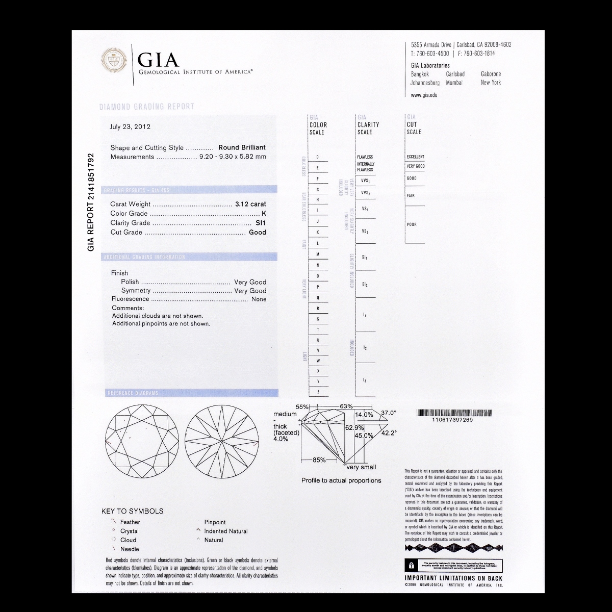 Two (2) GIA Certified 6.14ct TW Diamonds