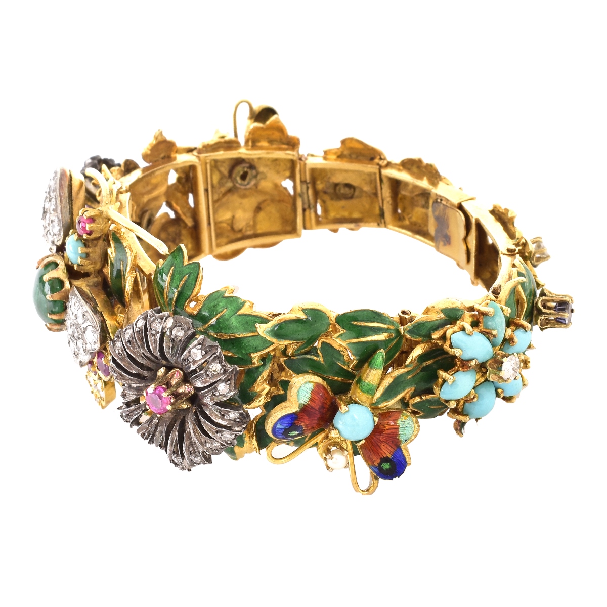 Multi Gemstone, Enamel and 14K Bracelet