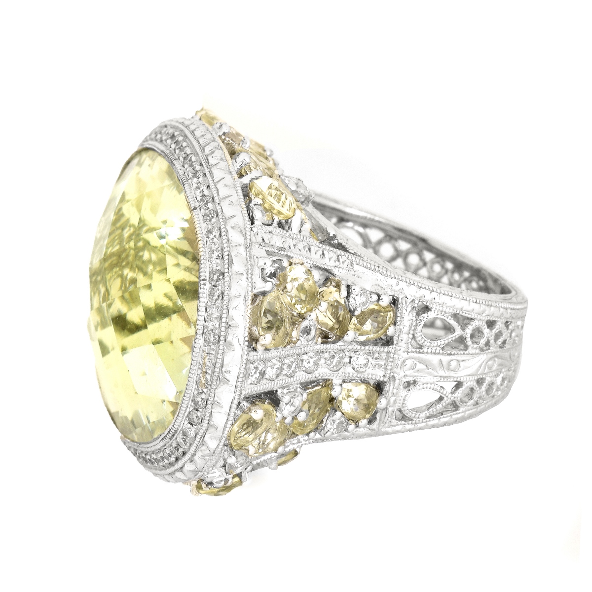 40.23ct Prasiolite and 18K Gold Ring