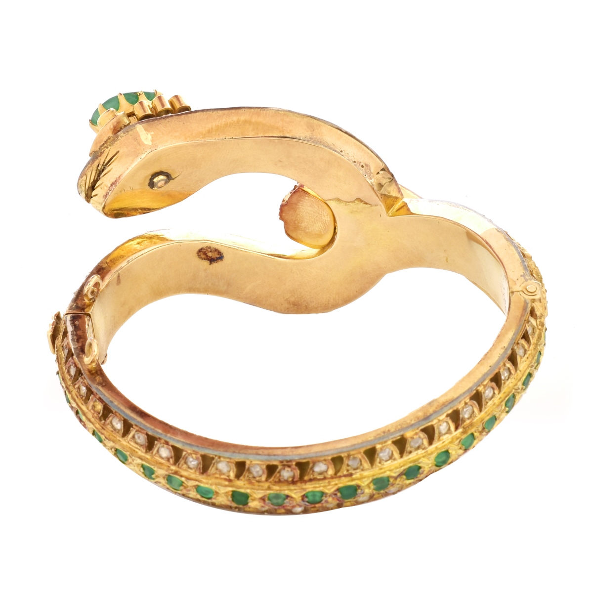 Vintage Emerald, Diamond and 14K Bracelet.