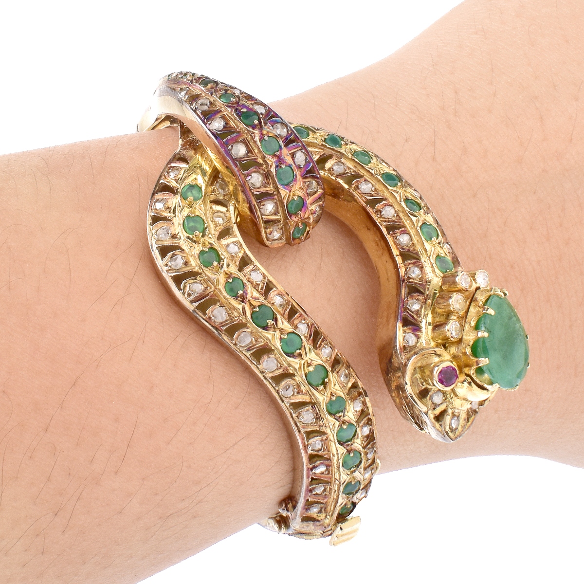 Vintage Emerald, Diamond and 14K Bracelet. | Kodner Auctions