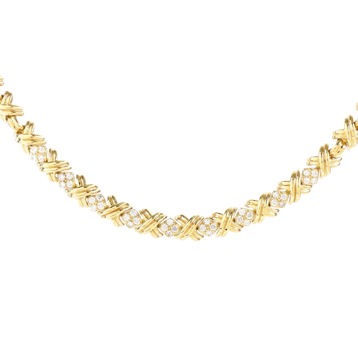 Tiffany & Co Diamond and 18K Gold X Necklace