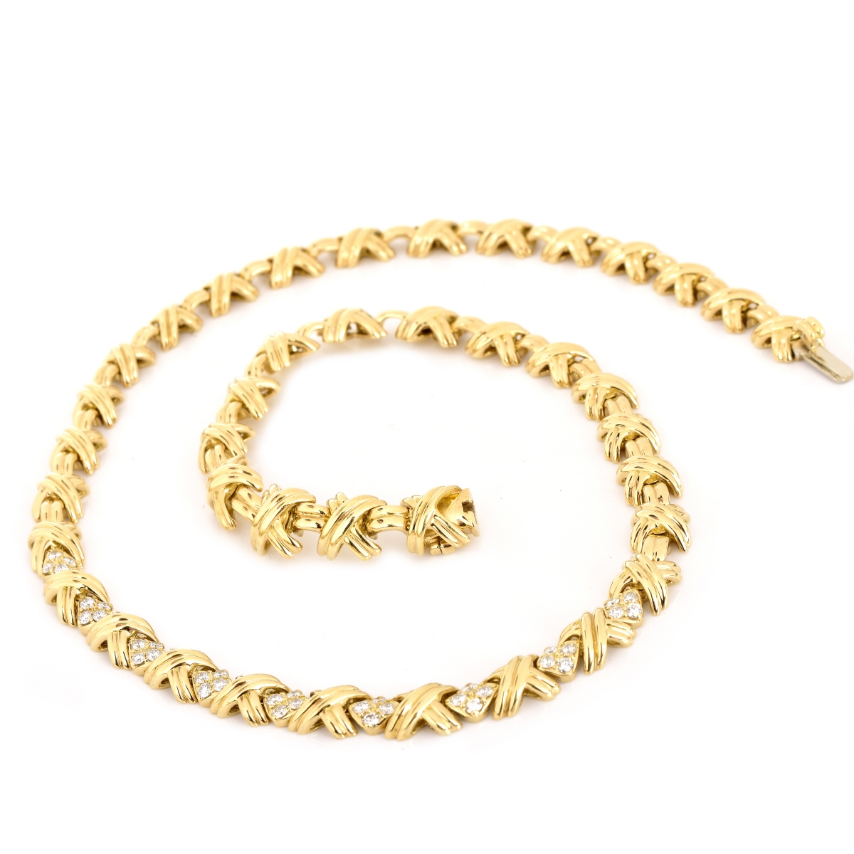 Tiffany & Co Diamond and 18K Gold X Necklace
