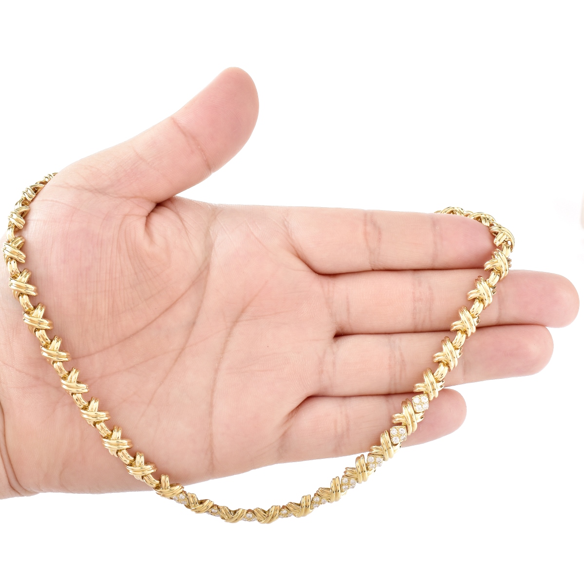 Tiffany & Co Diamond and 18K Gold X Necklace