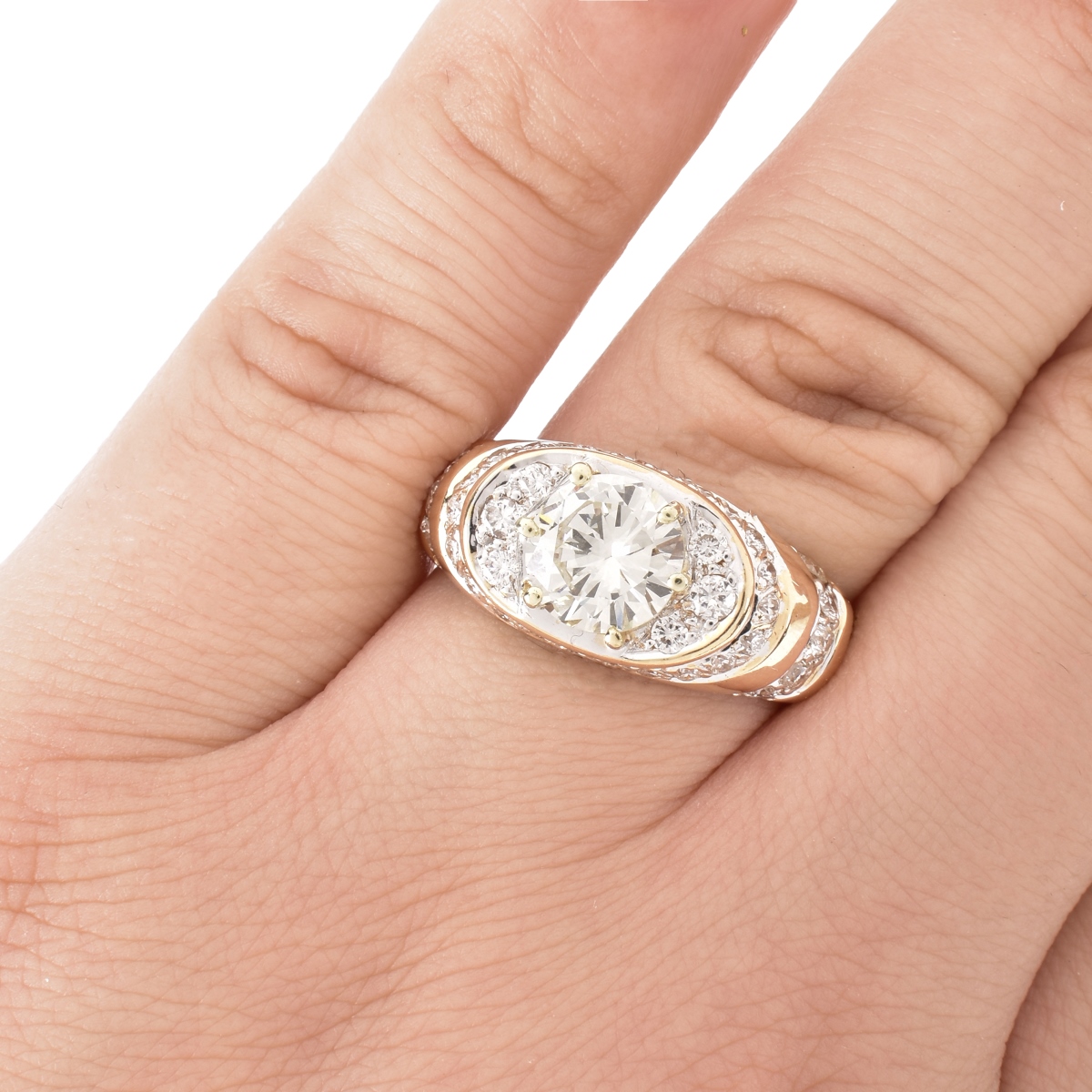 Man's 4.0ct TW Diamond and 14K Gold Ring
