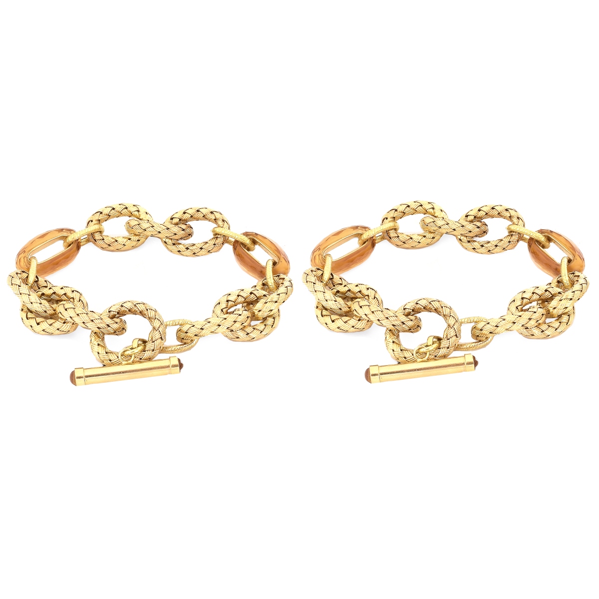 Two Italian Citrine and 18K Gold Bracelets