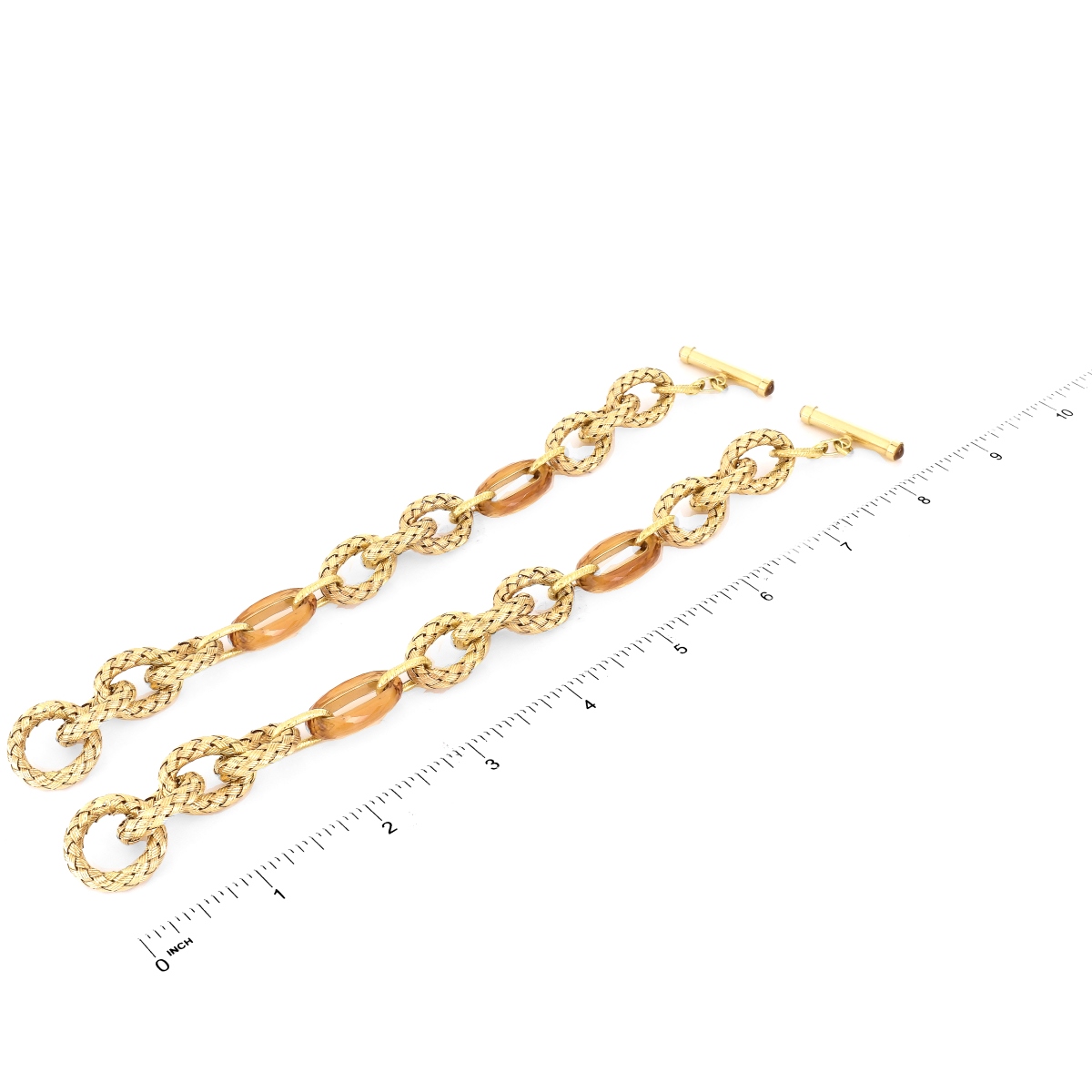 Two Italian Citrine and 18K Gold Bracelets