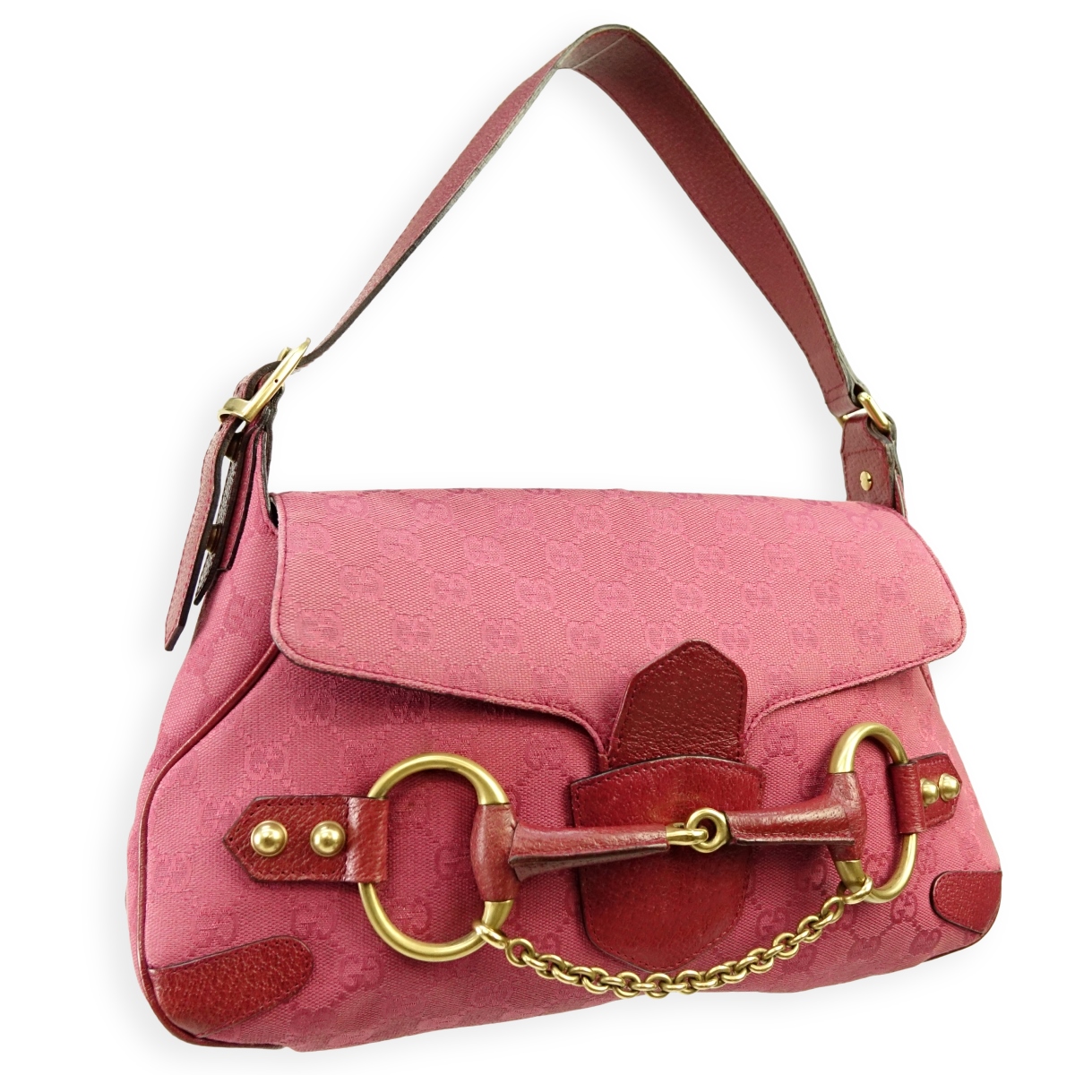 Gucci Magenta Signature Horse Bit Saddle Bag Kodner Auctions