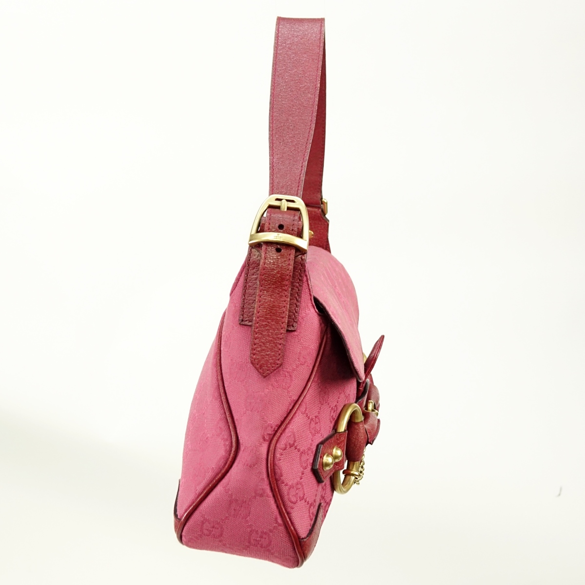 Gucci Magenta Signature Horse Bit Saddle Bag