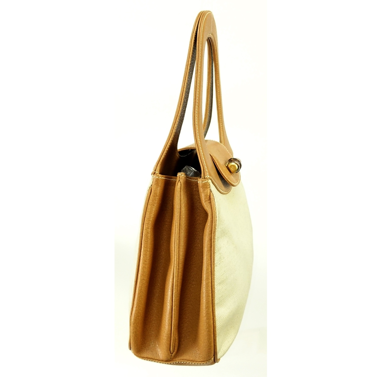 Gucci Vintage Canvas & Leather Top Handle Handbag