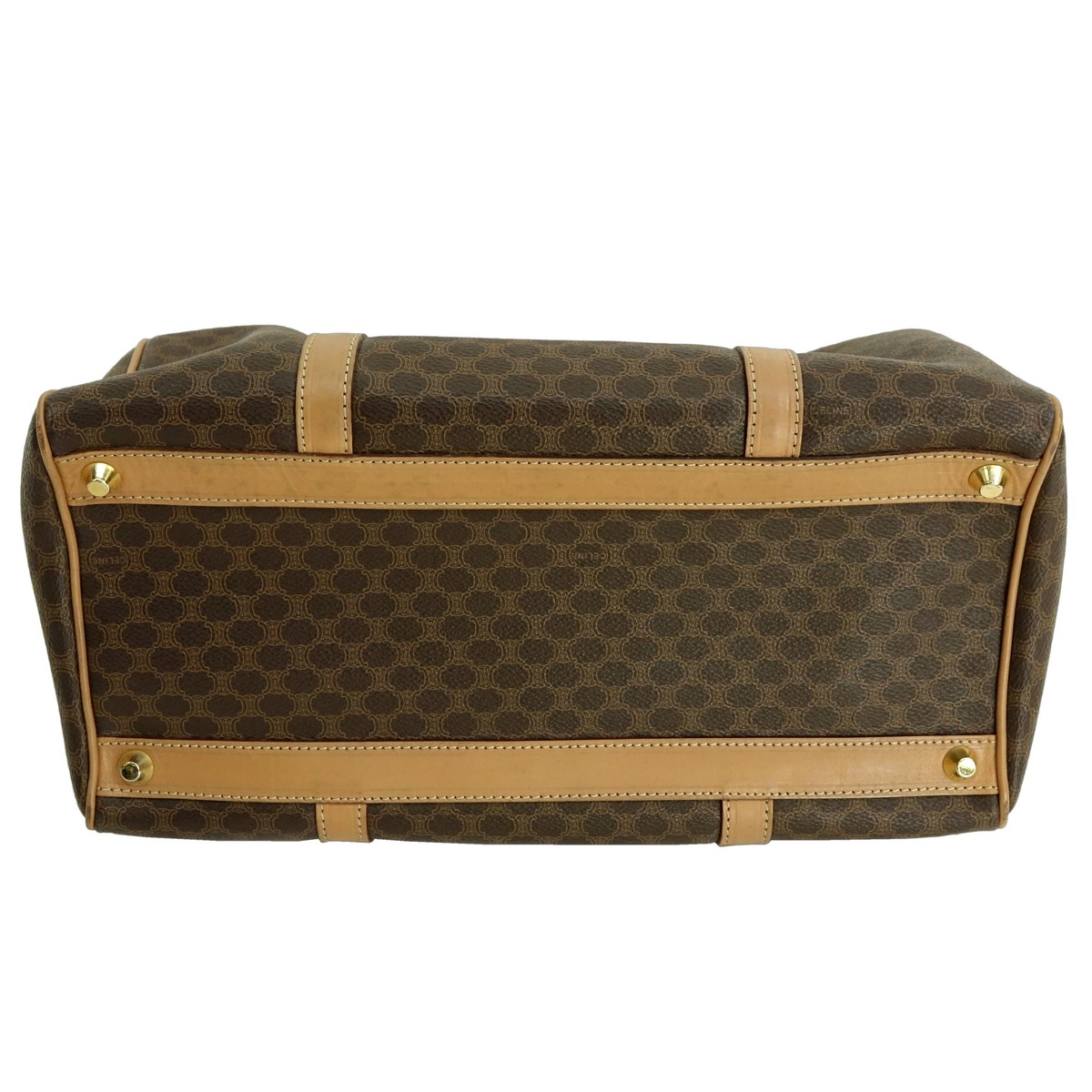 Celine Brown Macadame Canvas Boston Bag MM