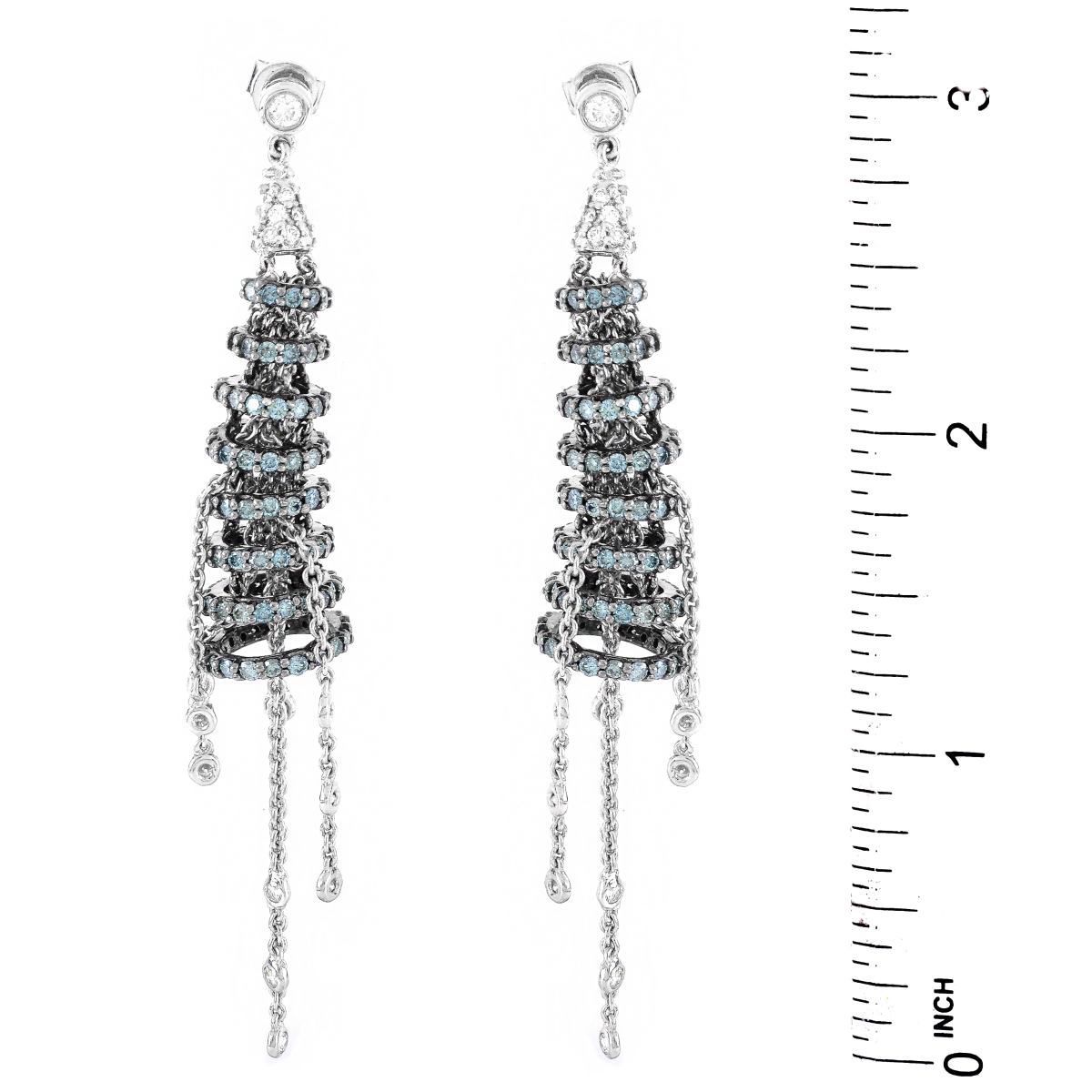 Blue and White Diamond and 18K Gold Earrings