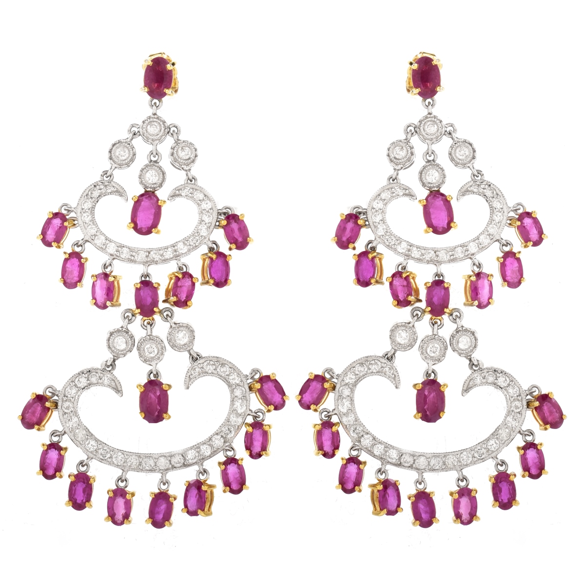 Ruby, Diamond and 14K Gold Earrings | Kodner Auctions