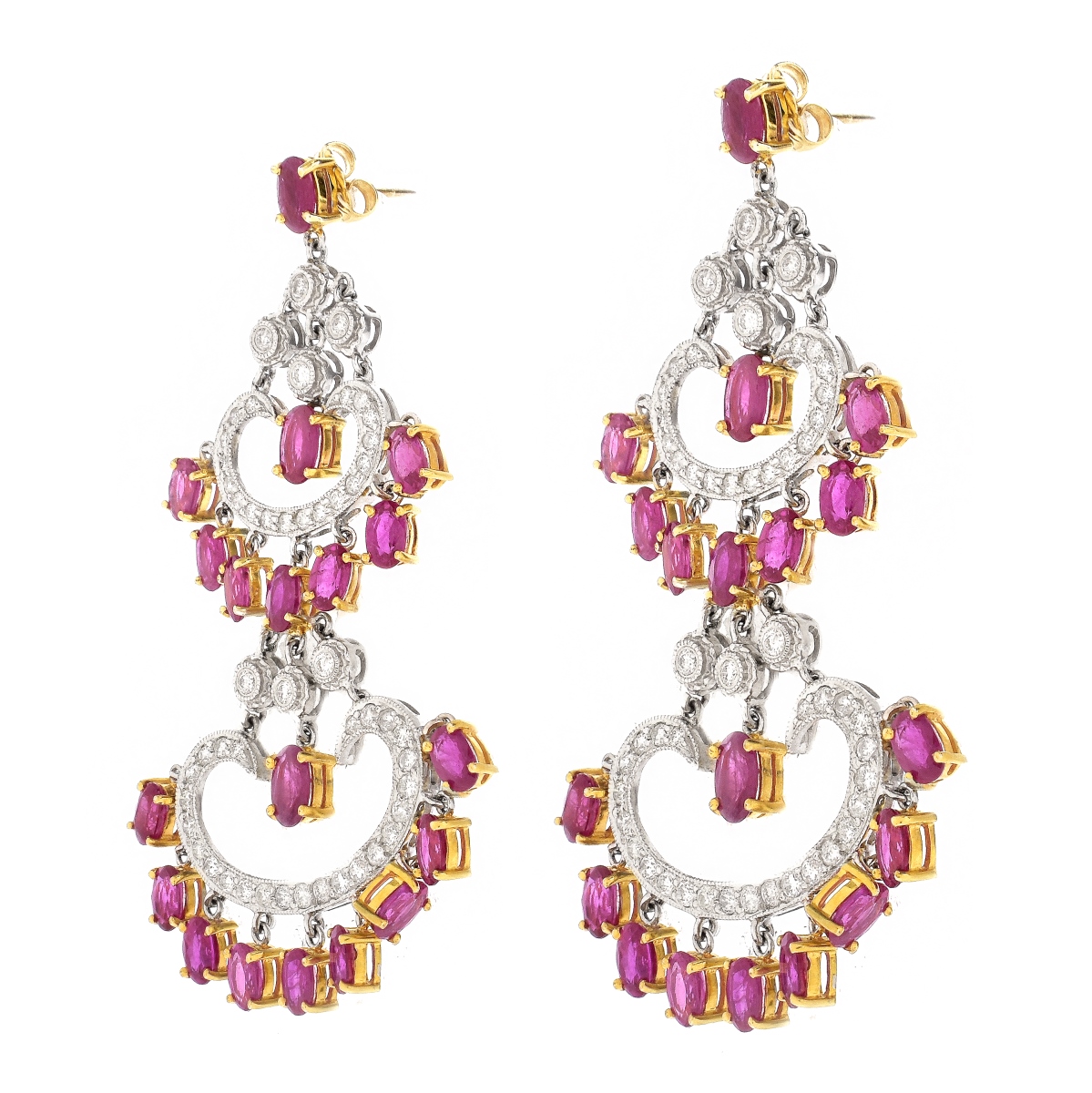 Ruby, Diamond and 14K Gold Earrings