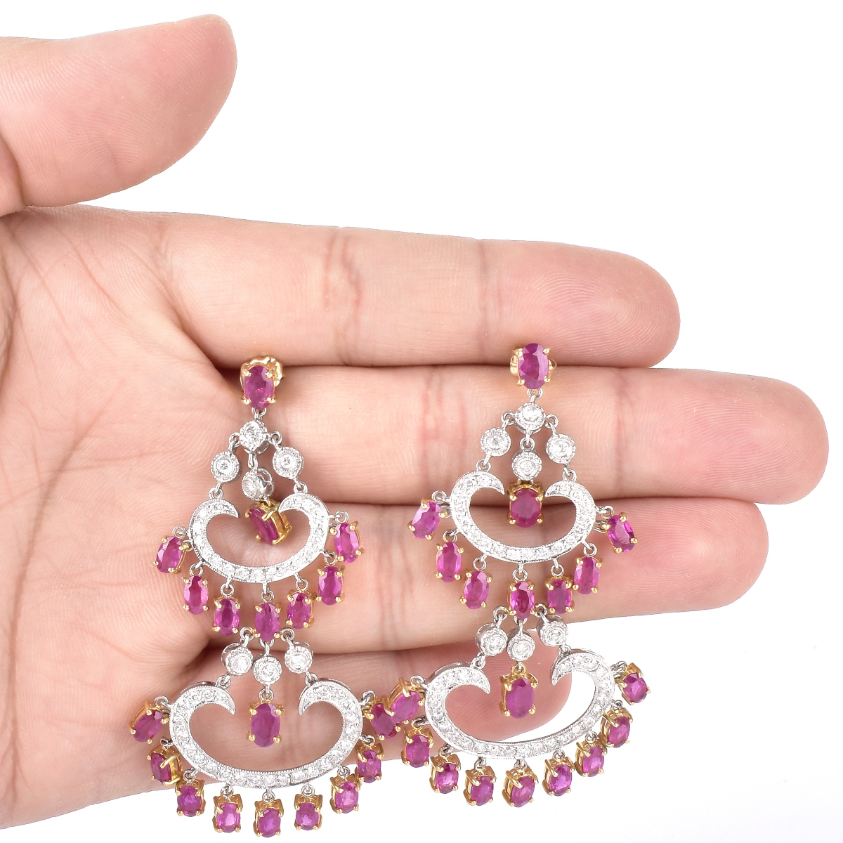 Ruby, Diamond and 14K Gold Earrings | Kodner Auctions