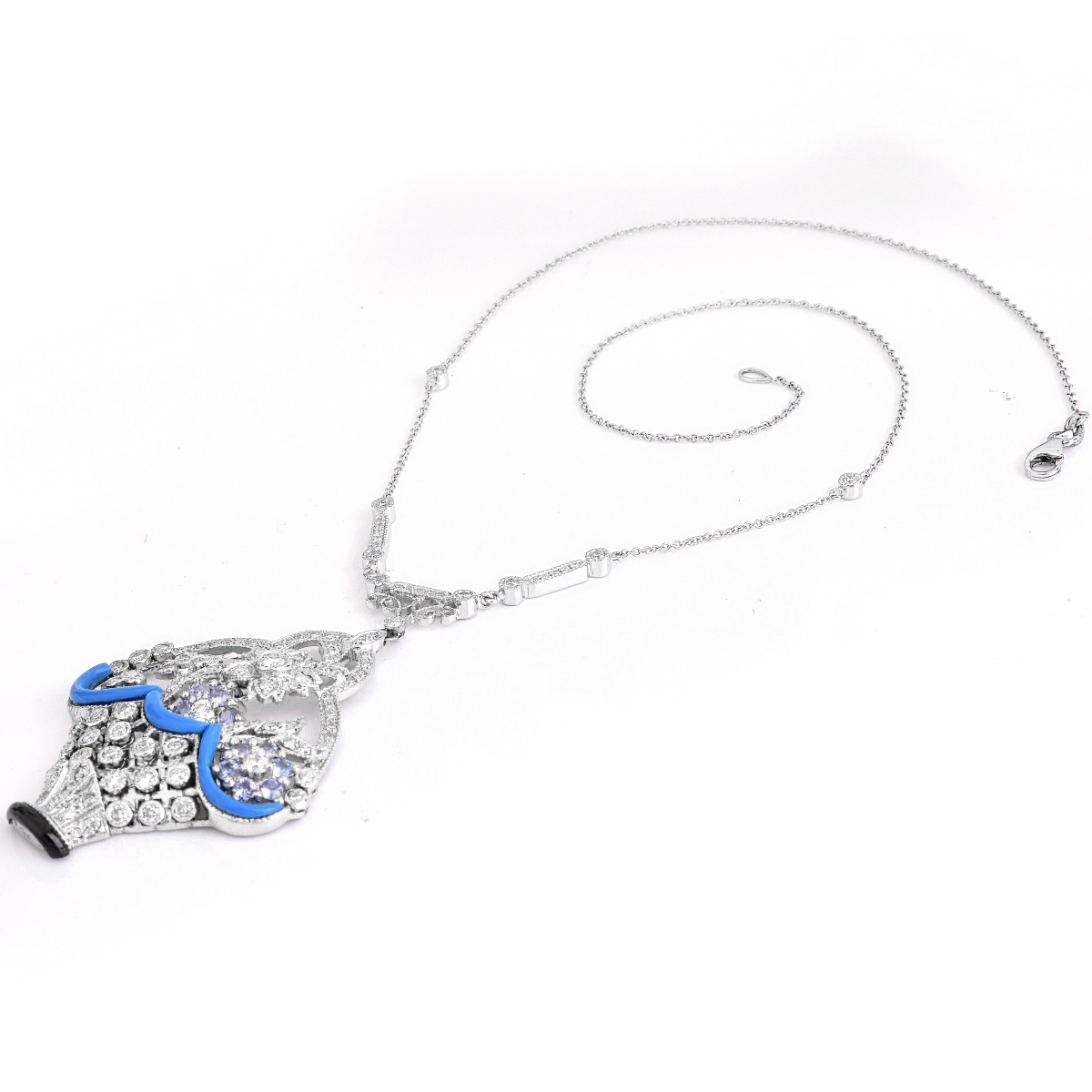 Diamond, Sapphire and 18K Gold Necklace