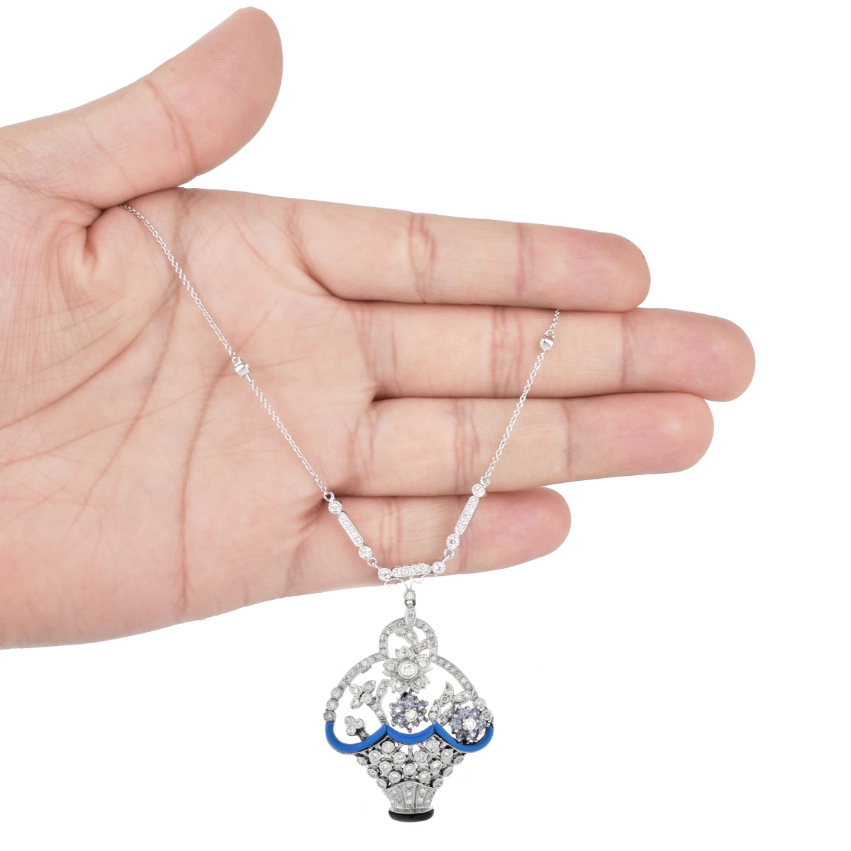 Diamond, Sapphire and 18K Gold Necklace