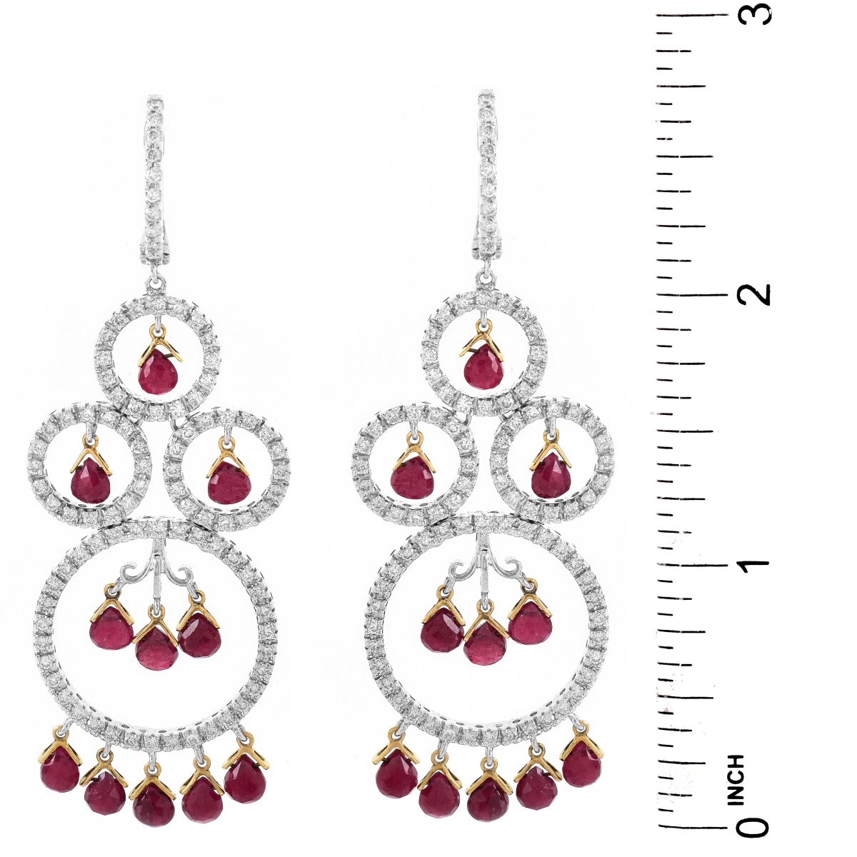 Ruby, Diamond and 18K Gold Earrings