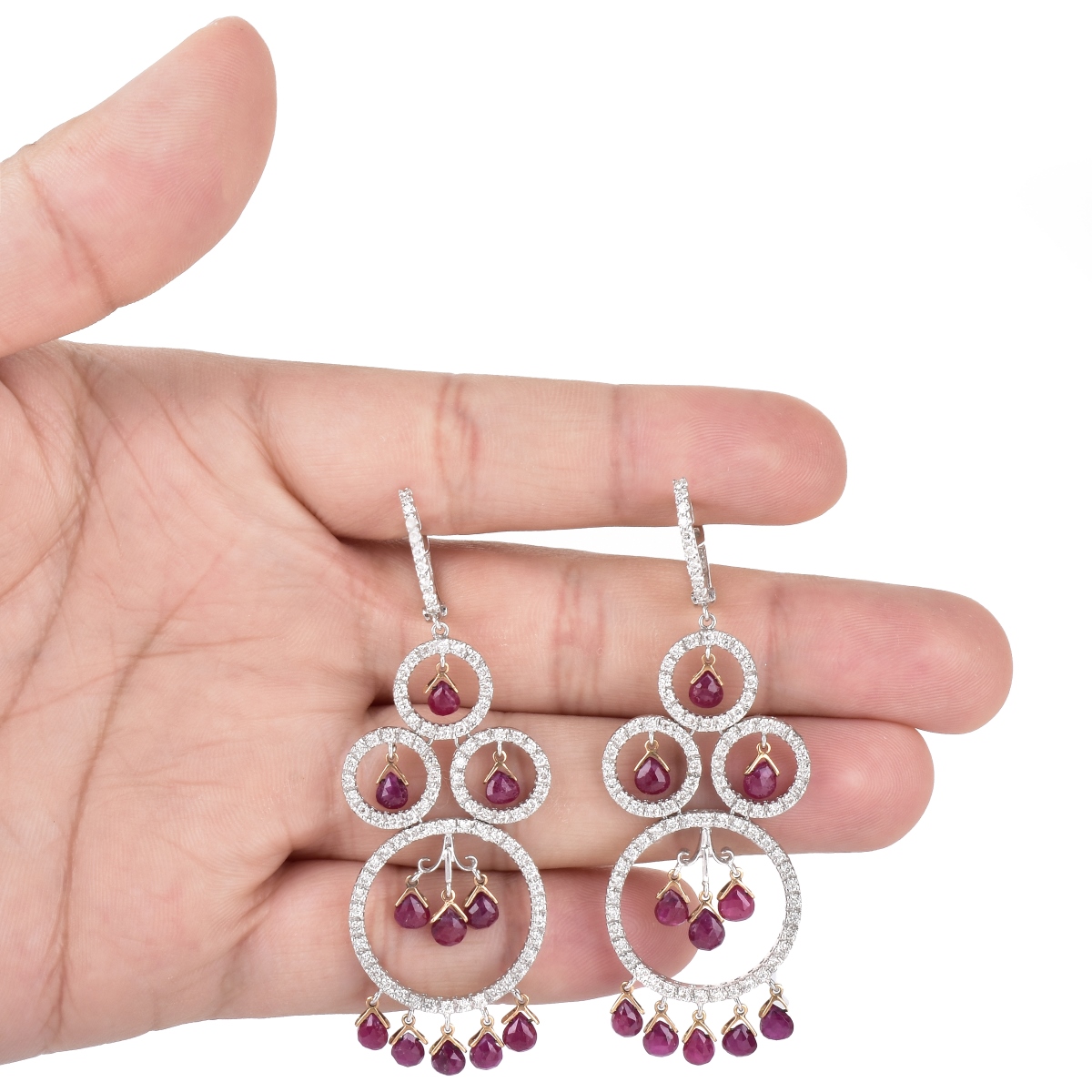 Ruby, Diamond and 18K Gold Earrings