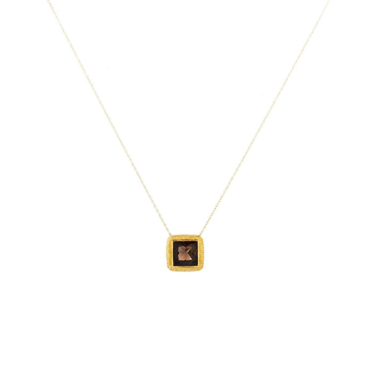 Smokey Quartz and 18K Gold Necklace